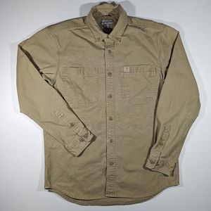 Carhartt Button Down Dress Work Shirt Men's Size Medium Tan 2018